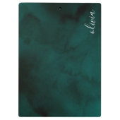濃パーソナライズされた緑の水彩画 クリップボード (裏面)