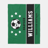 濃パーソナライズされた緑サッカー選手の名前 フリースブランケット (正面)
