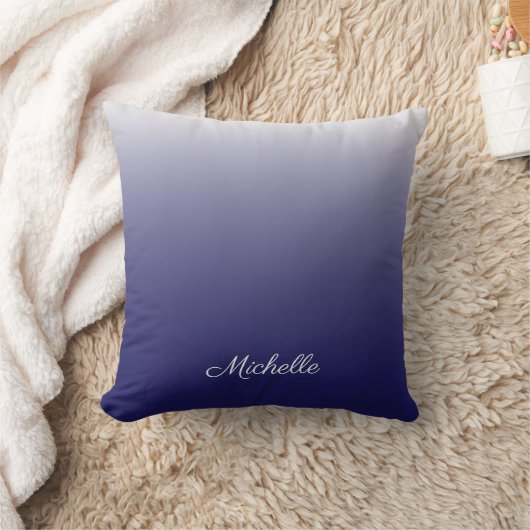 濃パーソナライズされた色グラデーションネイビー クッション (ブランケット)