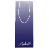 濃パーソナライズされた色グラデーションネイビー ワインギフトバッグ (裏面)