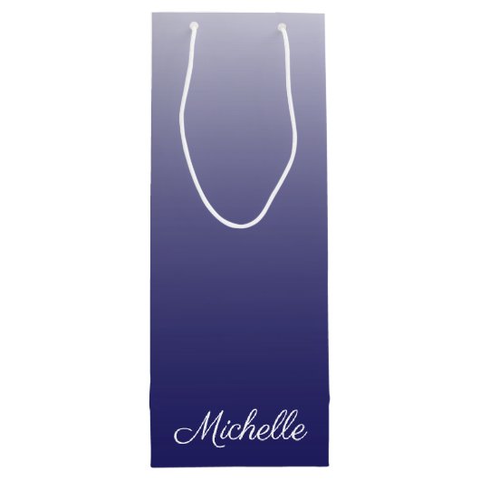 濃パーソナライズされた色グラデーションネイビー ワインギフトバッグ (裏面)