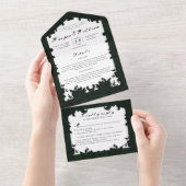 濃ビクトリアンい緑の結婚封筒 オールインワン招待状 (貼ってはがせる)