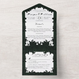 濃ビクトリアンい緑の結婚封筒 オールインワン招待状