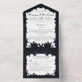 濃ビクトリアンい青の結婚封筒 オールインワン招待状 (内側)