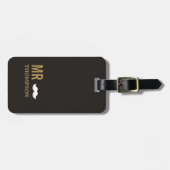 濃モダンエレガントい金色の白い口ひげ氏 ラゲッジタグ (正面横)