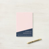 濃モダンミニマル青とピンクの名前をカスタムする ポストイット (デスク上)