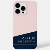 濃モダンミニマル青とピンクの名前をカスタムする Case-Mate iPhoneケース (裏面)