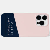 濃モダンミニマル青とピンクの名前をカスタムする Case-Mate iPhoneケース (裏面 (横))
