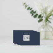 濃モダン企業の色の青と薄い灰色 名刺 (スタンド正面)