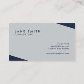 濃モダン企業の色の青と薄い灰色 名刺 (裏面)