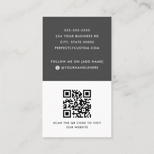 濃モダン灰色の白を追加ロゴのソーシャルメディアアイコン 名刺 (裏面)