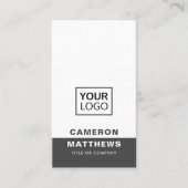 濃モダン灰色の白を追加ロゴのソーシャルメディアアイコン 名刺 (正面)