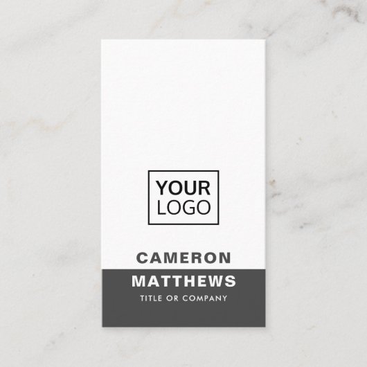 濃モダン灰色の白を追加ロゴのソーシャルメディアアイコン 名刺 (正面)