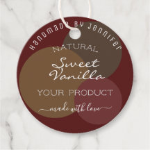 濃モダン色の赤と茶色の製品パッケージ