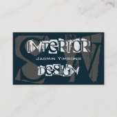 濃モダン色の青とグレーとカッコいいイニシャル 名刺 (正面)