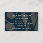 濃モダン色の青とモノグラムカッコいい付き灰色 名刺 (裏面)