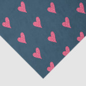 濃モダン色の青にピンクのハートパターン  薄葉紙 (詳細)