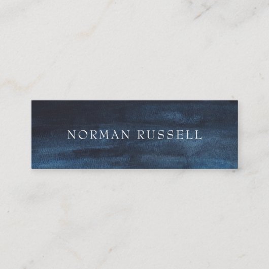 濃モダン色ネイビーブルー水彩洗剤 スキニー名刺 (正面)