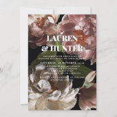 濃モダン色ムーディピンクフローラ植物学結婚院 招待状 (正面)