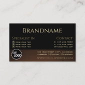 濃モダン褐色の木目の木目のボードのロゴ 名刺 (裏面)