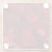 濃モノグラムの色の赤抽象芸術リーフのパターン ガラスコースター (裏面)