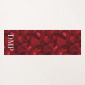 濃モノグラムの色の赤抽象芸術リーフのパターン ヨガマット (裏面(横))