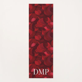 濃モノグラムの色の赤抽象芸術リーフのパターン ヨガマット