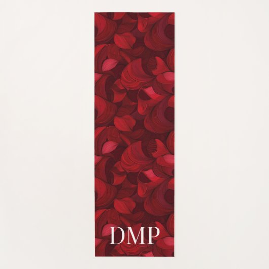 濃モノグラムの色の赤抽象芸術リーフのパターン ヨガマット (正面)