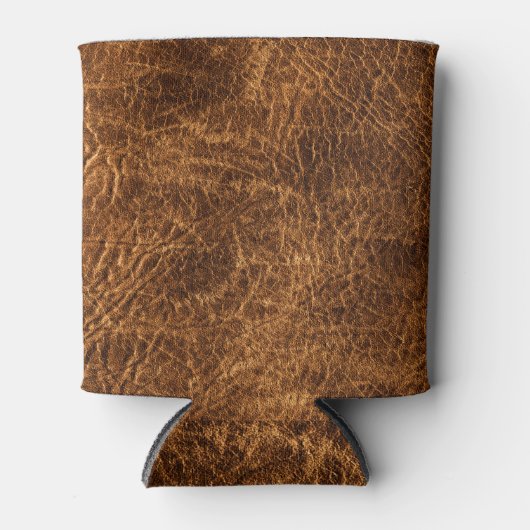 濃厚なダークブラウン革 缶クーラー (正面)