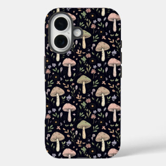 濃厚な暗色の菌類 シームレス パターン ゴブリンコア iPhone 16ケース