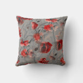 濃厚な赤い花のくもの巣濃い灰色の背景 クッション (裏面)