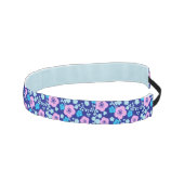 濃厚な青とピンクの花の柄の日本の梅 アスレチックヘッドバンド (右)