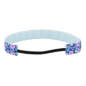 濃厚な青とピンクの花の柄の日本の梅 アスレチックヘッドバンド (裏面)