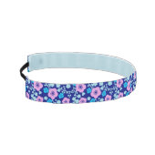濃厚な青とピンクの花の柄の日本の梅 アスレチックヘッドバンド (左)