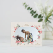 濃厚エレガントなクリーム写真植物性クリスマス シーズンポストカード (スタンド正面)