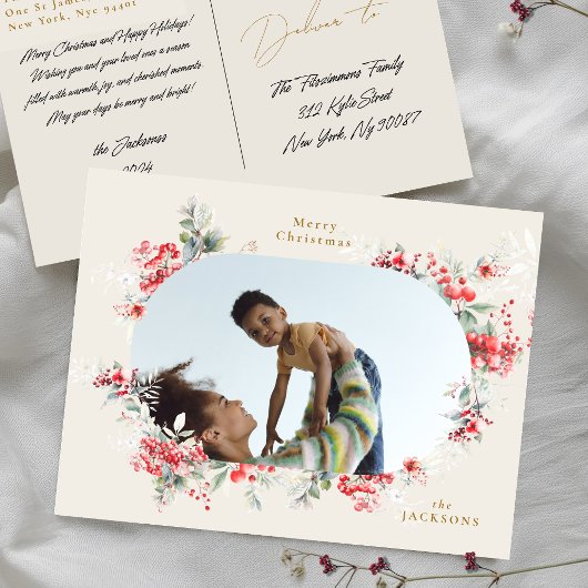 濃厚エレガントなクリーム写真植物性クリスマス シーズンポストカード