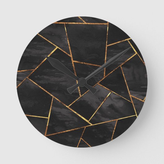 濃墨金ゴールド銅幾何学#geo  ラウンド壁時計 (正面)