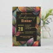 濃密なオーバーラップする秋の落ち葉感謝祭 招待状 (スタンド正面)