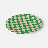 濃市松模様にい緑とベージュ ペーパープレート (アングル)