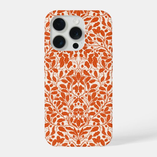 濃淡のオークの枝葉のダマスク柄 iPhoneケース (裏面)