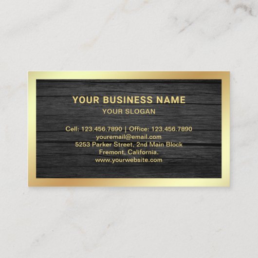 濃灰色木金箔インクウェルフェザーキルペン 名刺 (裏面)