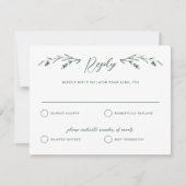 濃素朴緑の野結婚花の返信カード 招待状 (正面)