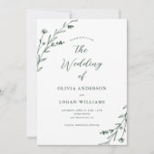 濃素朴緑ワイルドフラワーボホ結婚の 招待状 (正面)