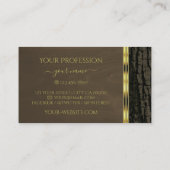 濃素朴褐色の木の樹皮の木目の金ゴールド縁ど 名刺 (裏面)