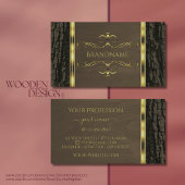 濃素朴褐色の木の樹皮の木目の金ゴールド縁ど 名刺