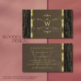 濃素朴褐色の樹皮金ゴールドモノグラ縁どム 名刺