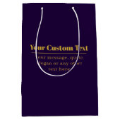 濃紫色と金のビジネス名または挨拶 ミディアムペーパーバッグ (正面)