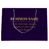 濃紫色と金のビジネス名または挨拶 ラージペーパーバッグ (正面)