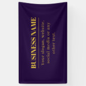 濃紫色と金のビジネス名または挨拶 横断幕 (縦)