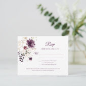 濃紫色と金の枠のバラ 白い背景 RSVP (スタンド正面)